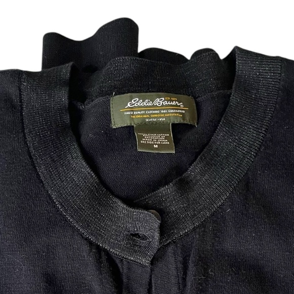 Eddie Bauer, black cotton cardigan, size medium - Picture 6 of 8